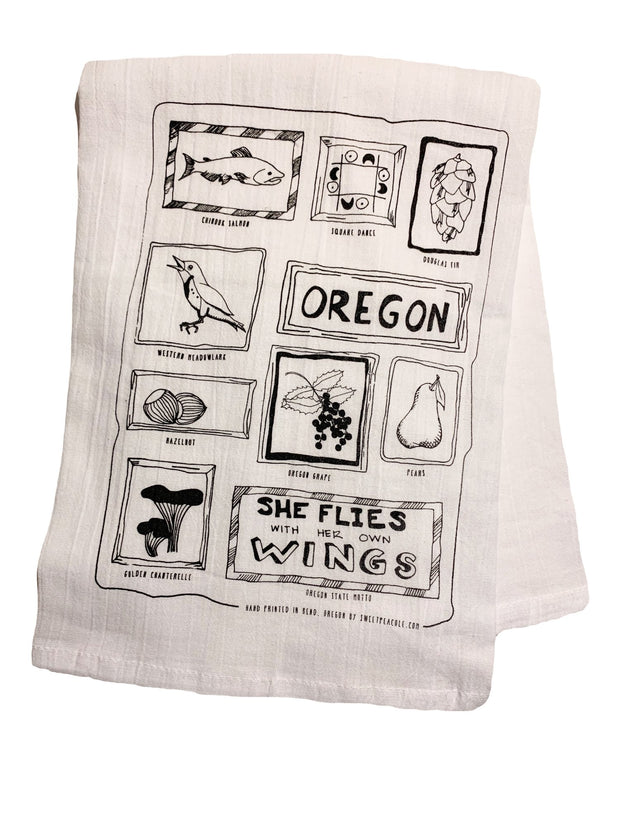 Oregon Tea Towel by Sweet Pea Cole, 100% cotton, Made in Bend, Oregon
