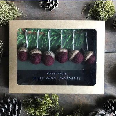 Felted Wool Mini Acorn Ornaments - Set of 6 (Mountainbell Red)