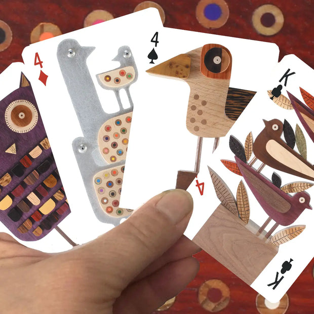 Playing Card Deck with 54 Bird Sculptures by Hillary Pfeier