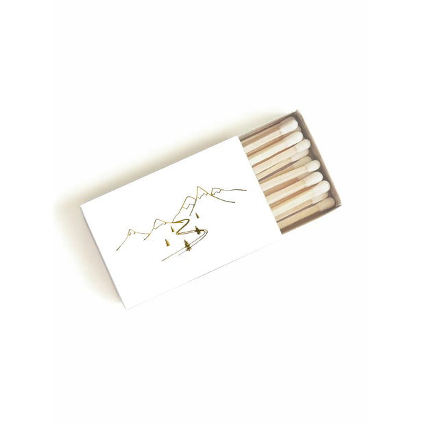 Snow Capped Mountains Matchbox- White box with Gold Foil