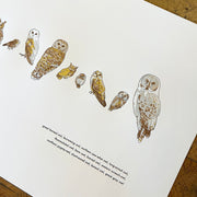 A Few Owls Letterpress Print