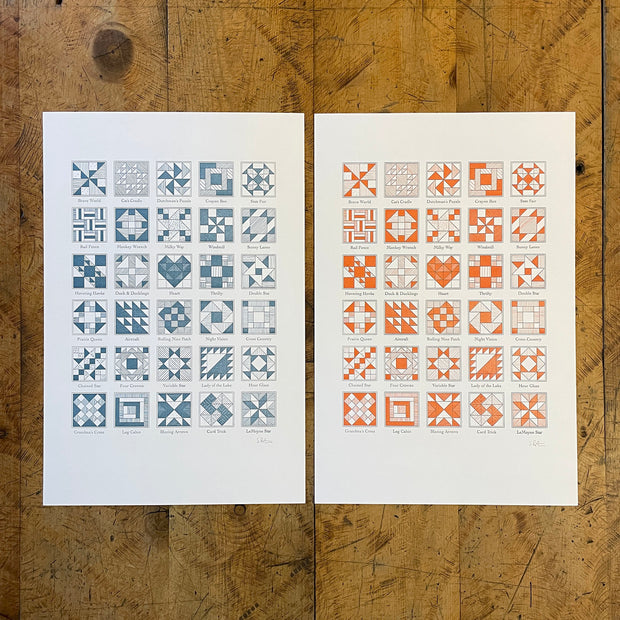 A Few Quilt Blocks Letterpress Print