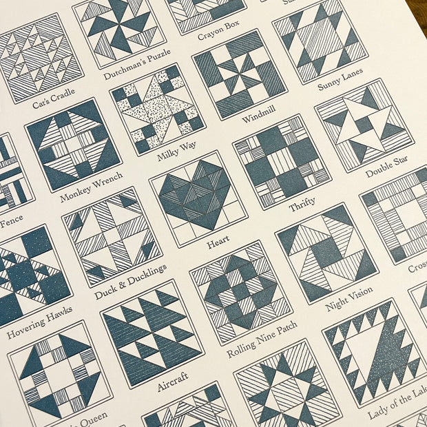 A Few Quilt Blocks Letterpress Print