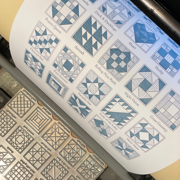 A Few Quilt Blocks Letterpress Print