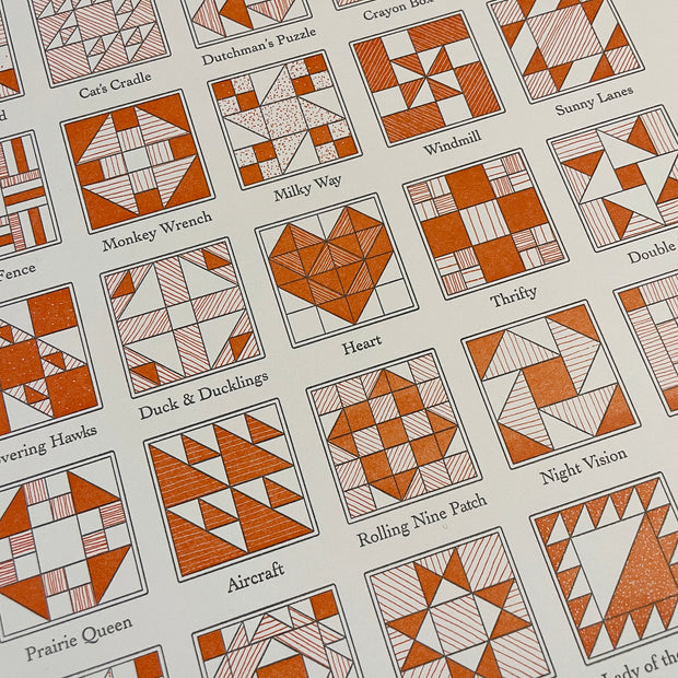 A Few Quilt Blocks Letterpress Print