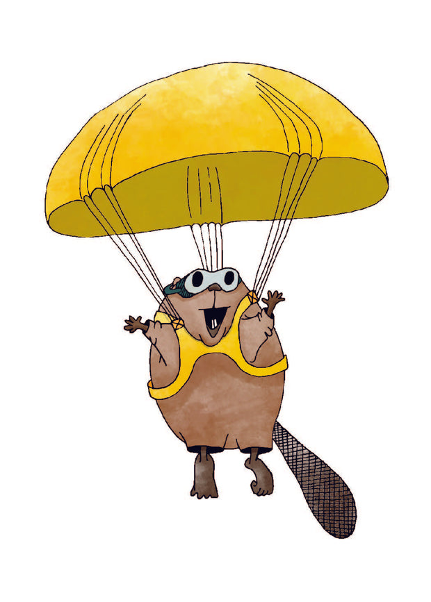 Beaver Parachuting Poster - Sweet Pea Cole