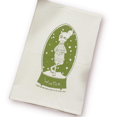 Winter Girl Snow Globe Tea Towel