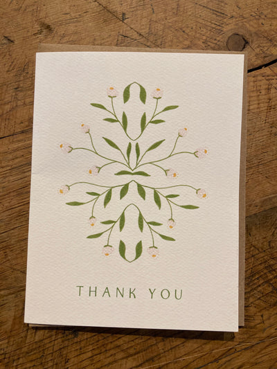 Greeting Cards - Thank You White with Foliage