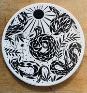 Ceramic Coaster - Black and White Animals