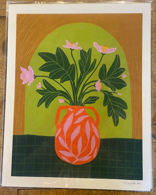 Print (11"x14") (8"x10") - Red Vase, Green Wall