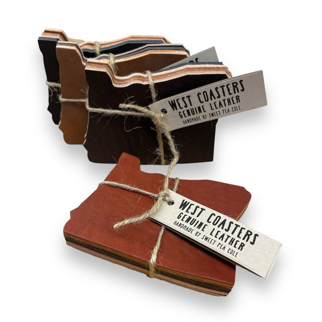 Leather West Coasters (Oregon) Drink Coaster Set – The Workhouse Bend