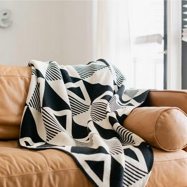 Cream black throw hotsell