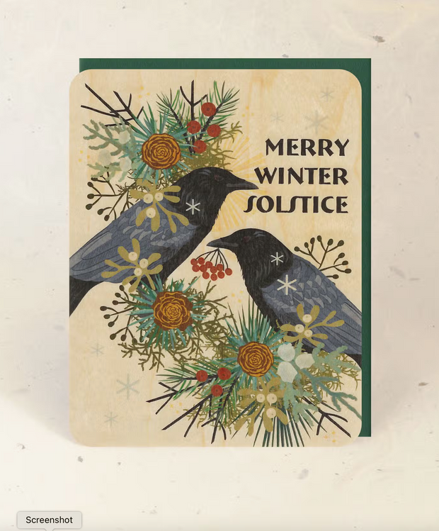 Merry Winter Solstice/Crows Wood Greeting Card