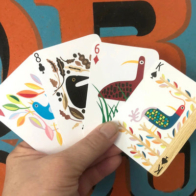 Playing Card Deck with 54 Hand Cut Bird Collages by Hillary Pfeier