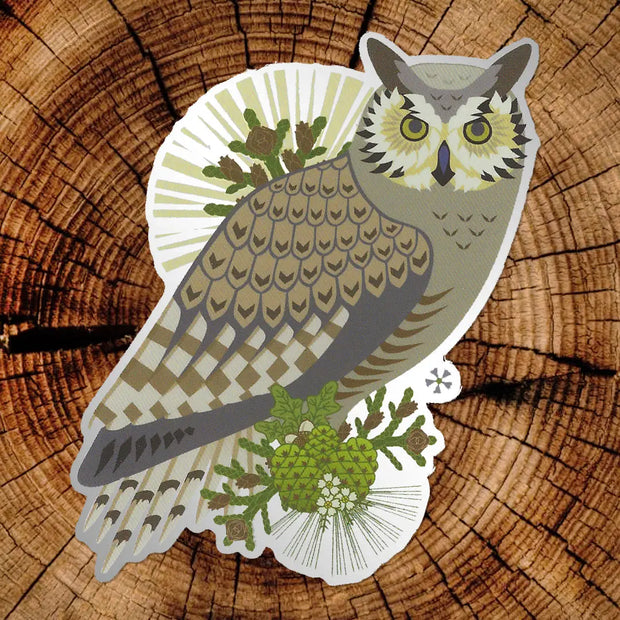 Great Horned Owl Matte Mirror PVC-Free Sticker