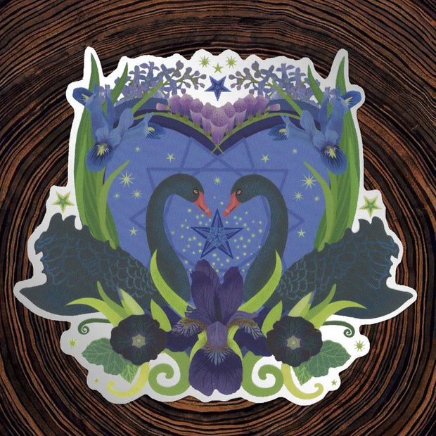 Black Swans Matte Mirror Pvc-Free Sticker