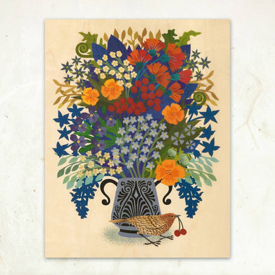 Berry Thief Wood Greeting Card