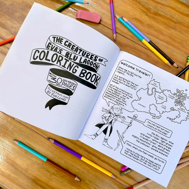 The Creatures of Eva's Blu Lagoon Coloring Book