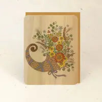 Cornucopia Wood Greeting Card