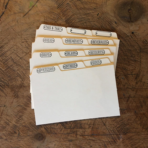 3"x5" Letterpress Recipe Cards and Dividers