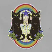 Luck Cats Holographic Glitter PVC-Free Sticker