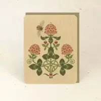 Red Clover Wood Greeting Card
