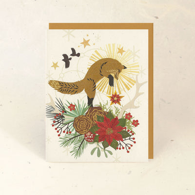 Leaping Fox Holiday Card