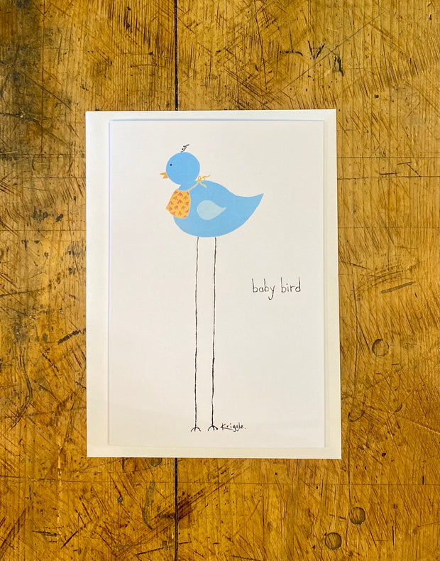 Baby Bird (blue) Greeting Card - 4x6
