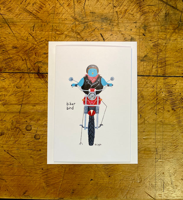 Biker Bird Greeting Card 4x6