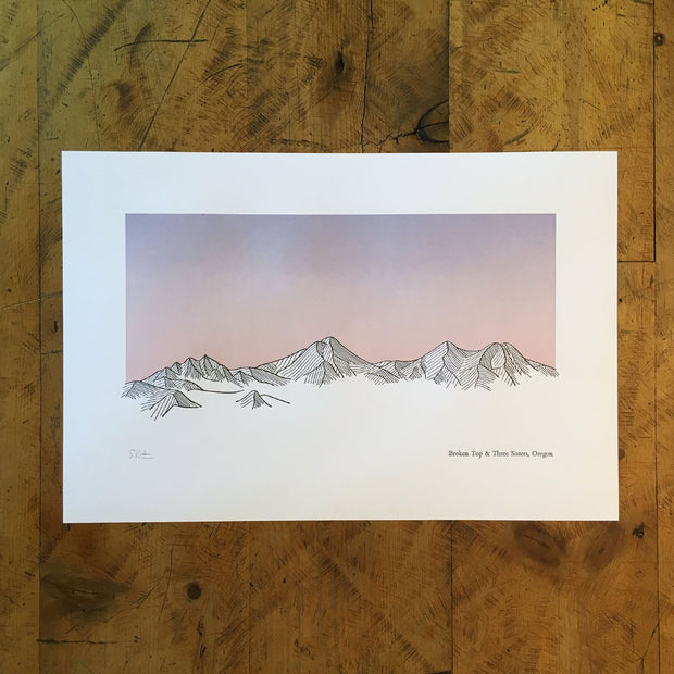 Oregon Mountain Letterpress Prints