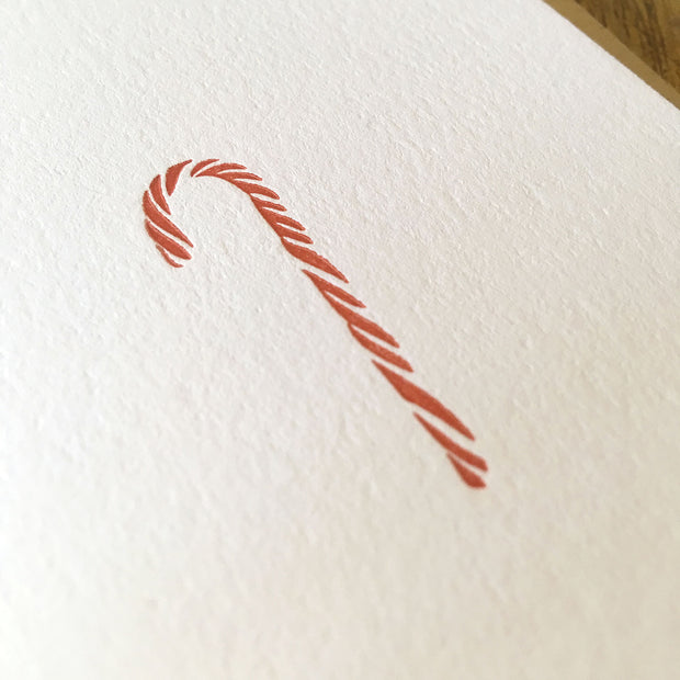 Candy Cane Holiday Letterpress Cards