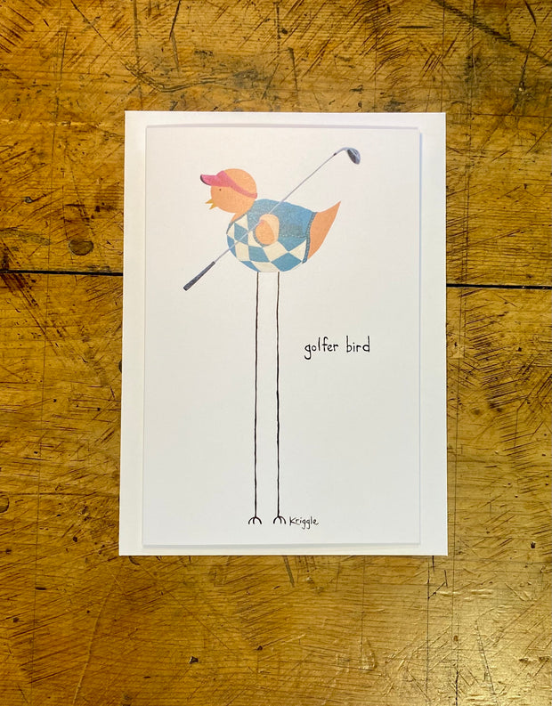 Golfer Bird Greeting Card - 4x6