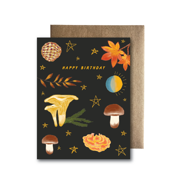 Greeting Card - Happy Birthday Fall Mushroom
