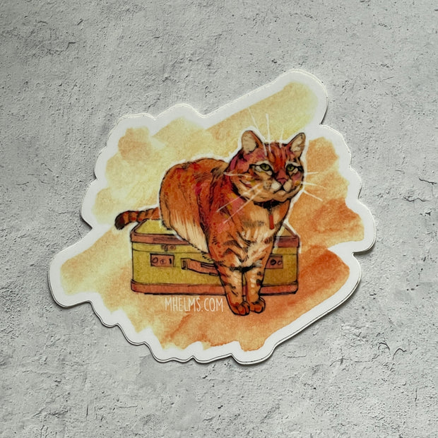 Leonard The Cat Orange Cat Suitcase Sticker