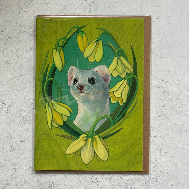 Long-Tailed Weasel & Yellow Bells Card