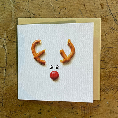 Pretzel Reindeer Card