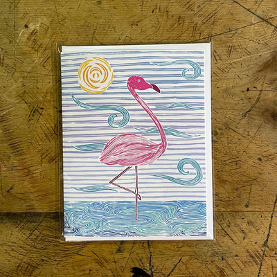 Flamingo Blockprint Card
