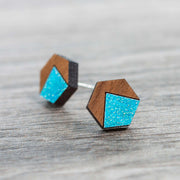 Painted Geometric Wood Stud Earrings By LeeMo Designs in Bend, OR
