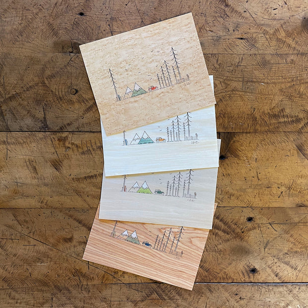 Minimal Adventure Letterpress and Watercolour Wood Prints