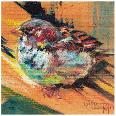 Sparrow on Wood Print - 8x8