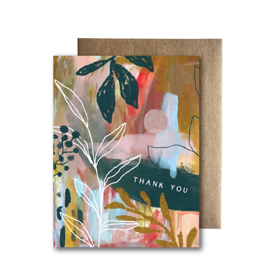Greeting Card - Thank You Abstract Florals