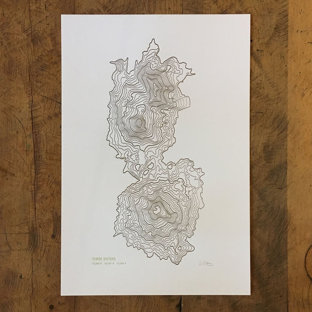 Topographical Map Letterpress Prints