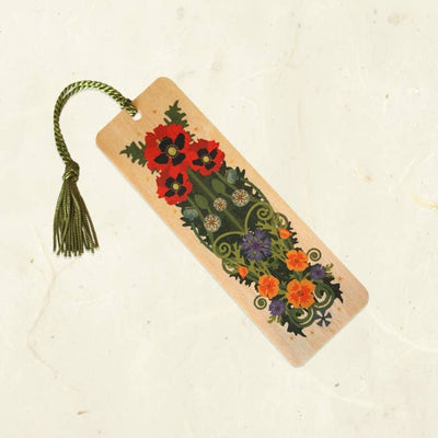 Poppy Spider Wood Bookmark with Tassel
