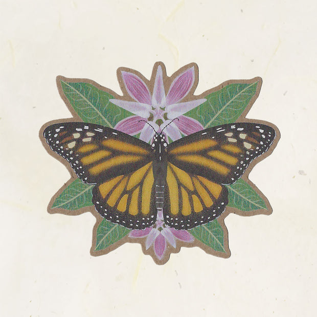 Monarch & Milkweed Kraft Sticker