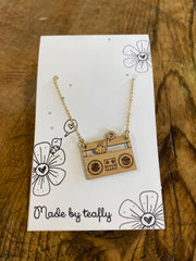 Teafly Bird & Boombox Necklace