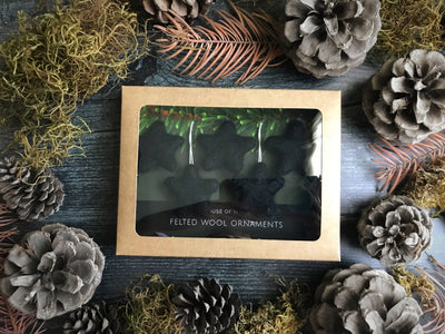 Felted Wool Star Ornament - Set of 5 (Black)