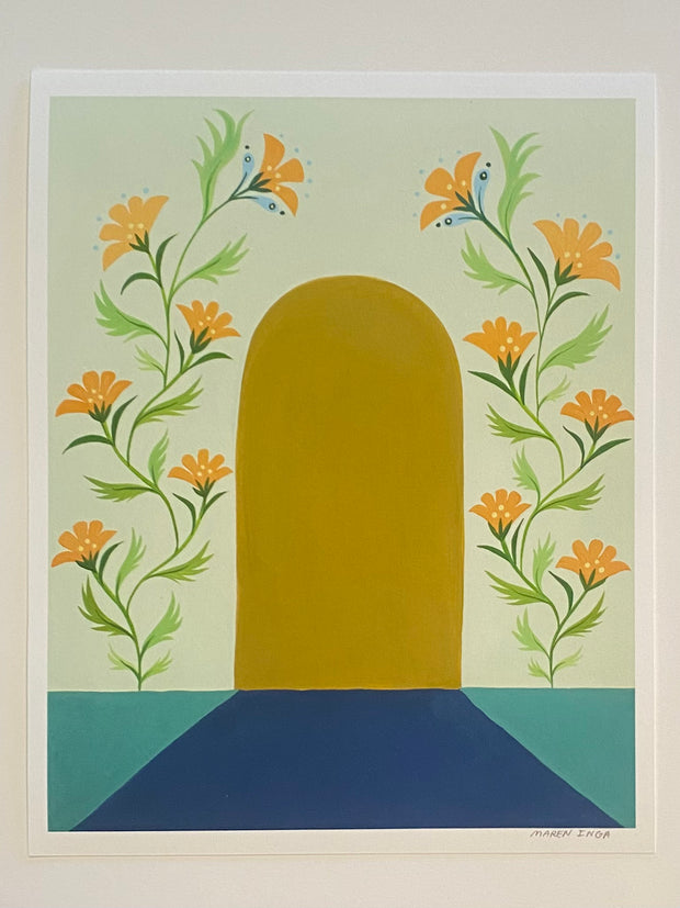 Blue Floor Yellow Door Giclee Print- 8x10