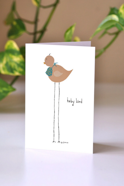 Baby Bird Beige Greeting Card - 5x7