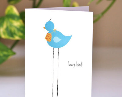 Baby Bird Blue Greeting Card - 5x7