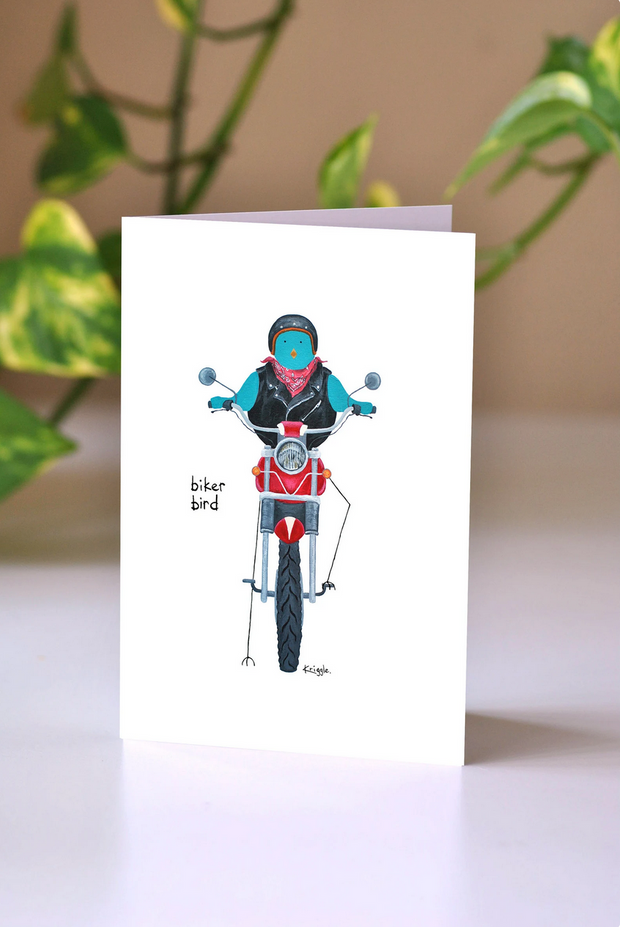 Biker Bird Greeting Card - 5x7